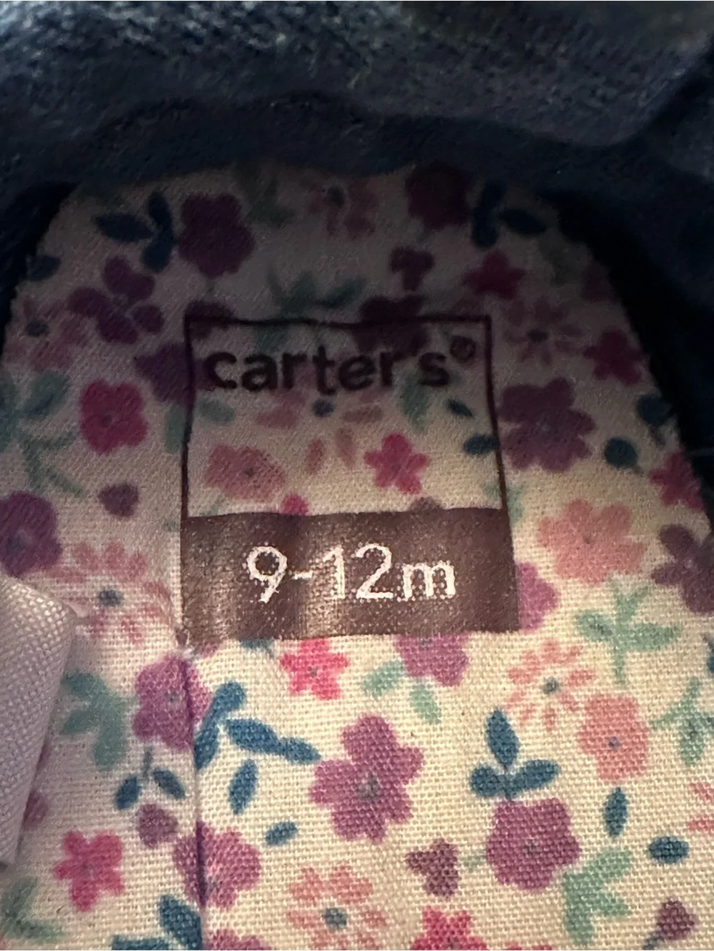 🎀 Carter’s Denim Bow Baby Shoes 9-12M Chambray First Walker *